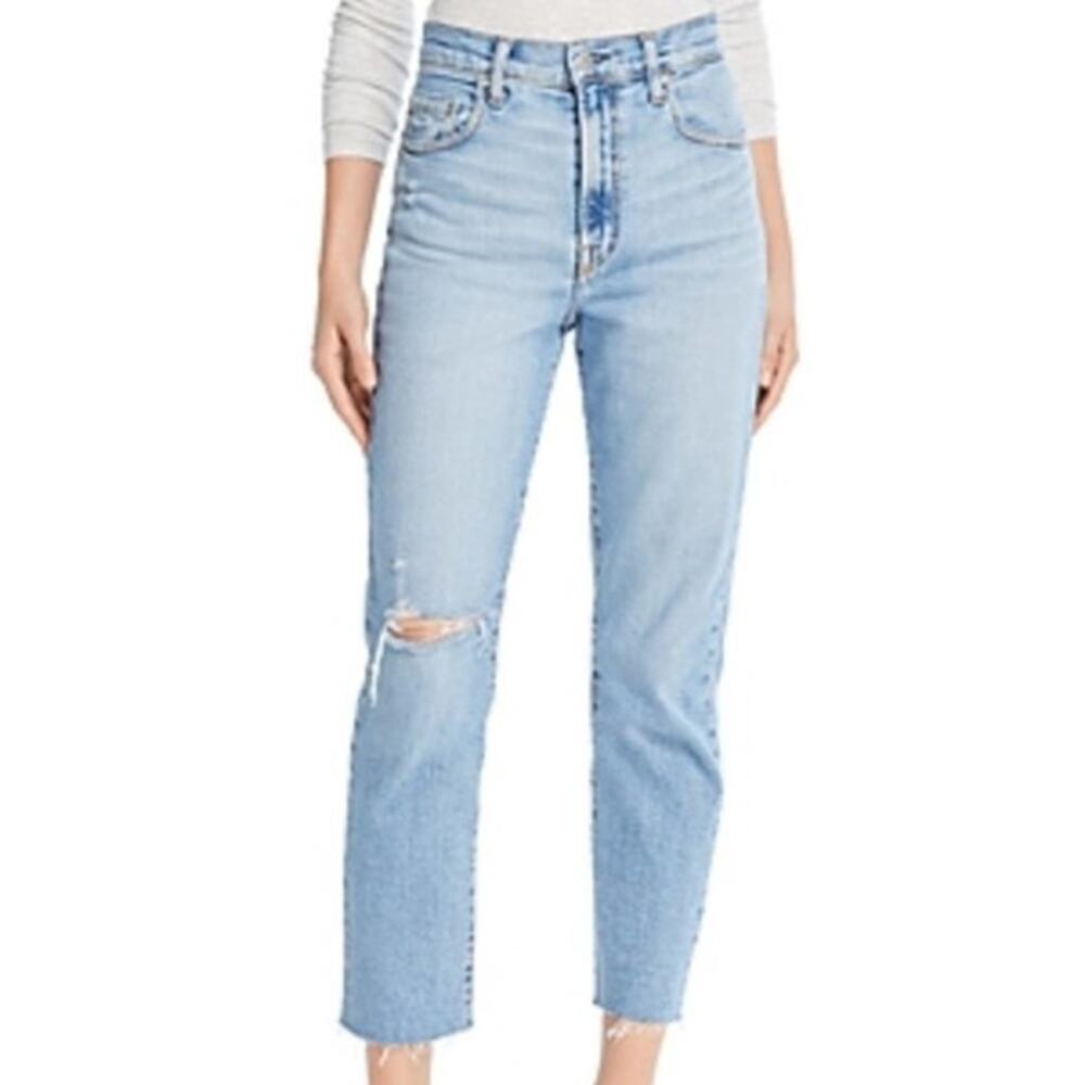 Nobody Denim Light Wash Distressed High Rise Frankie Ankle Jeans